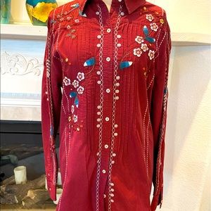 Johnny Was western button down blouse large NWT